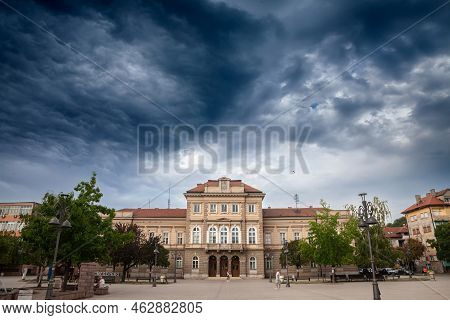 Smederevo, Serbia - July 25, 2021: Facade Of The  Smederevo Courthouse (osnovni I Visi Sud U Smedere