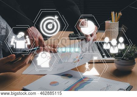 Consulting Business Concept, Business Adviser Meeting To Analyze And Discuss The Situation On The Fi