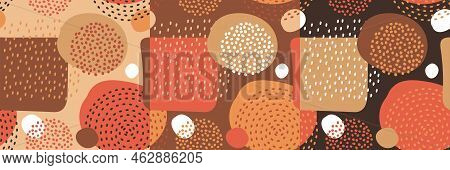 Seamless Abstract Pattern From Geometric Shapes And Lines, Colored Circles And Squares. Set Of Vecto