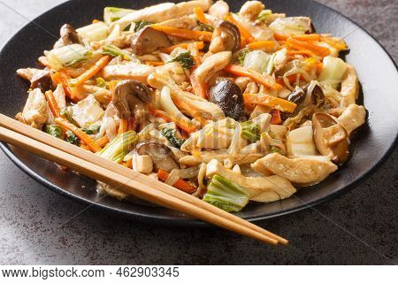 Chop Suey Made With Chicken Quickly Sauteed With Crisp Mixed Vegetables And Bean Sprouts In A Thick 