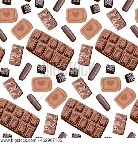 Cookies, Candy And Chocolate Seamless Pattern. Sweets.