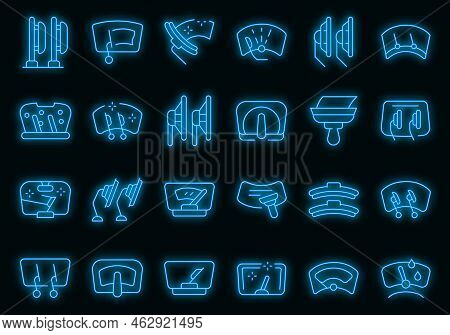 Windshield Wiper Icons Set Outline Vector. Blade Car. Automobile Windshield Vector Neon
