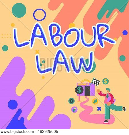 Text Caption Presenting Labour Law. Word Written On Rules Implemented By The State Between Employers