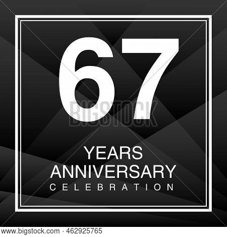 67 Year Anniversary Celebration Logo Vector On Red Background, 67 Number Design, 67th Birthday Logo,
