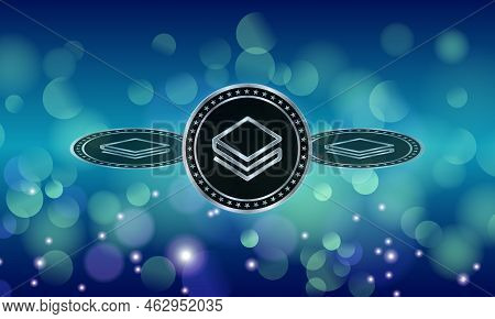 Stratis Virtual Currency Images. 3d Illustration. Coin Logo