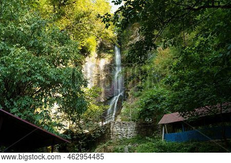 View Of The Waterfall In Makhuntseti, Adjara, Georgia.