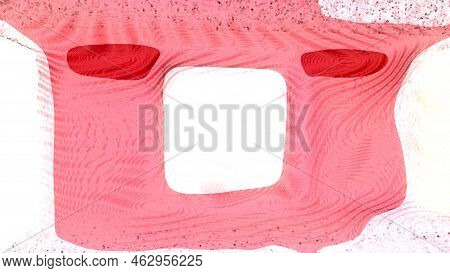 Three White Rectangular Spots. On A Light Pink Background, There Are Three White Rectangular Areas, 