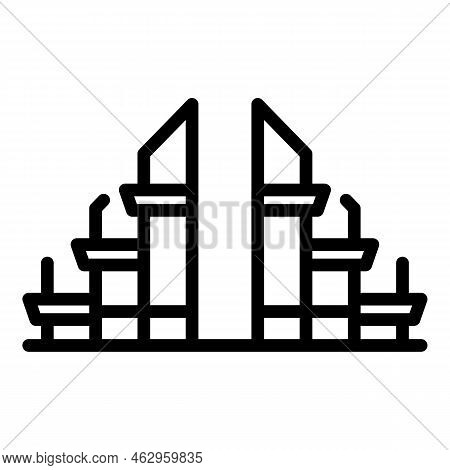 Jakarta Architecture Icon Outline Vector. Monas Building. Ondel Cityscape