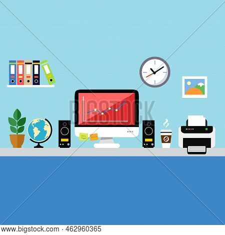 Isometric Accounting Background Composition With Workplace Of Accountant Digital Calculator Laptop A