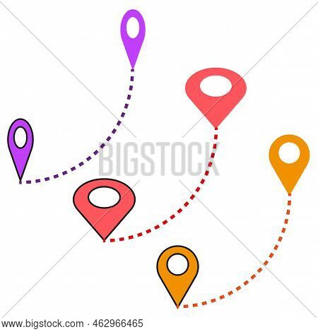 Linear Pins Way For Concept Design. Vector Illustration. Stock Image.