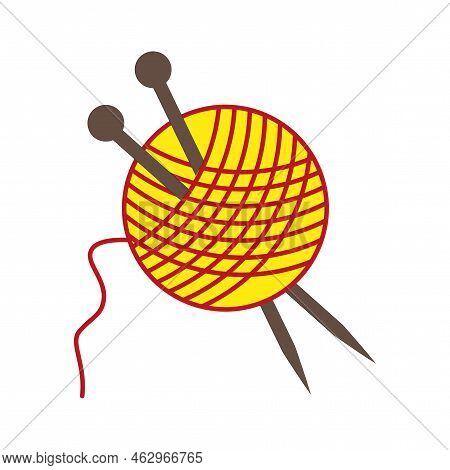 Ball Of Knitting Needles. Vector Illustration. Stock Image.