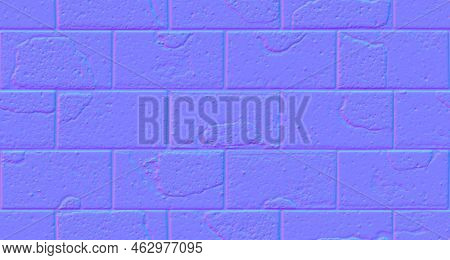 Normal Map Of Pavement With Interlocking Textured Cracked Old Bricks