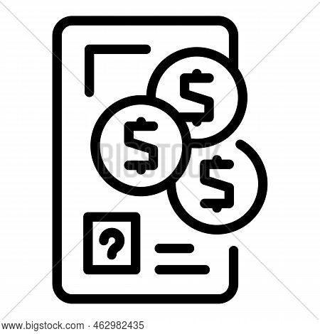 Quiz Money Phone Icon Outline Vector. Word Education. Show Ask Test