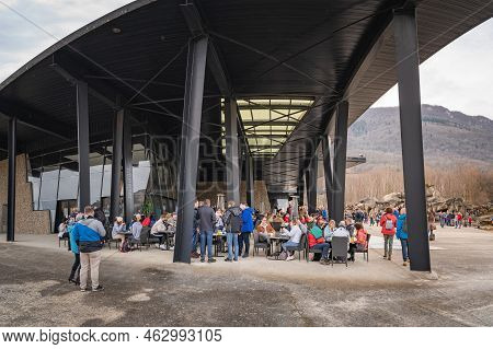 Tarascon Sur Ariege, France, Jan 2020 People Dining In A Restaurant, Resting Before Hitting The Road