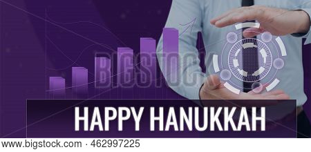 Conceptual Caption Happy Hanukkah. Business Approach A Day Related With Scary Aspect, Haunted House,