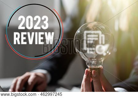 Text Caption Presenting 2023 Review. Conceptual Photo Seeing Important Events Or Actions That Made P