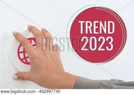 Inspiration Showing Sign Trend 2023. Business Concept Things That Is Famous For Short Period Of Time