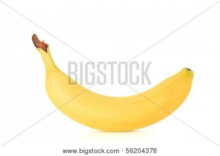 Rine ripe banana. All on white background.