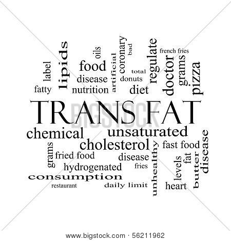 Trans Fat Word Cloud Concept In Black And White