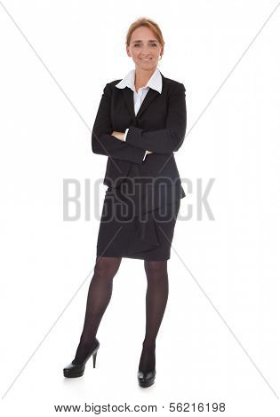 Attractive mature businesswoman. All on white background.