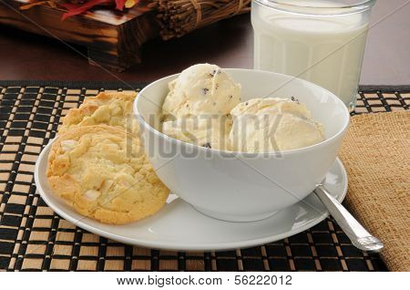 Ice Cream With Cookies And Milk