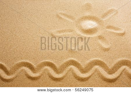 Sun on sand on beach holiday background