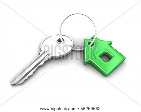 Key  isolated on white. 3d illustration.