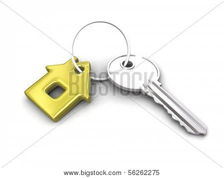 Key  isolated on white. 3d illustration.