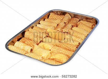 Freshly Prepared Pancakes On White Background