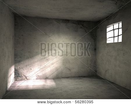 Prison. Old grunge interior. 3d illustration