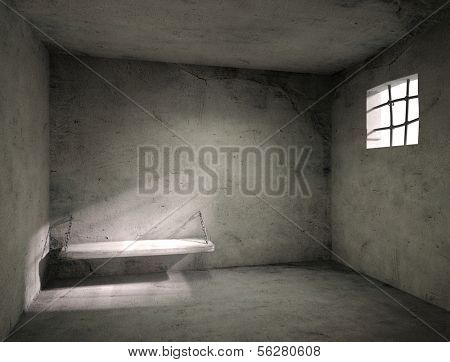 Prison. Old grunge interior. 3d illustration