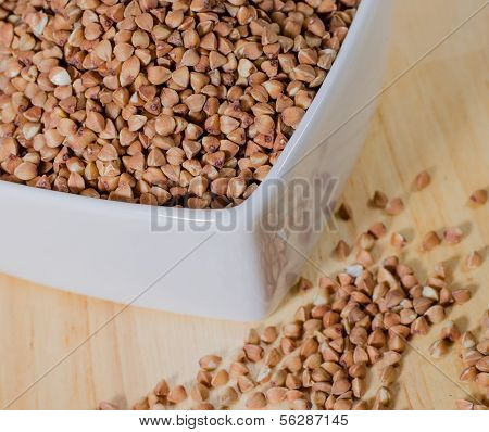 Kasha Buckwheat Groats In A Ceramic Bowl