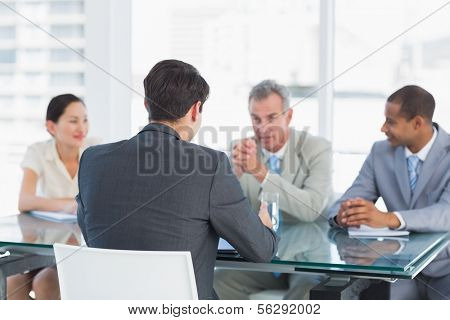 Recruiters checking the candidate during a job interview at office