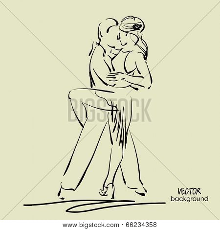 art sketched tango dancers in vector
