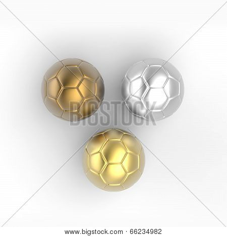 golden, silver, bronze soccer ball
