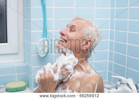 Senior Man Bathing