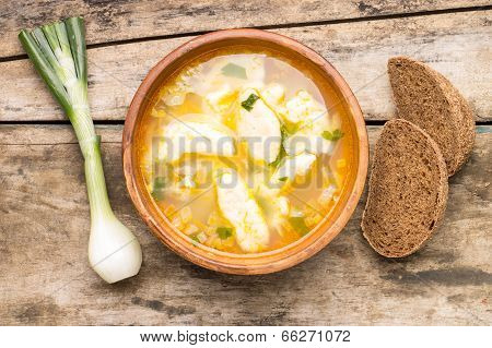 National Ukrainian Food. Soup With Galushky.