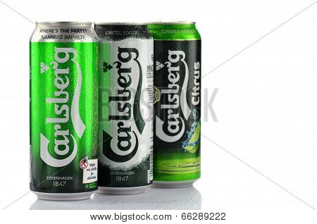 Carlsberg beer isolated on white background
