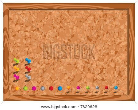 Prázdné corkboard s kolíky