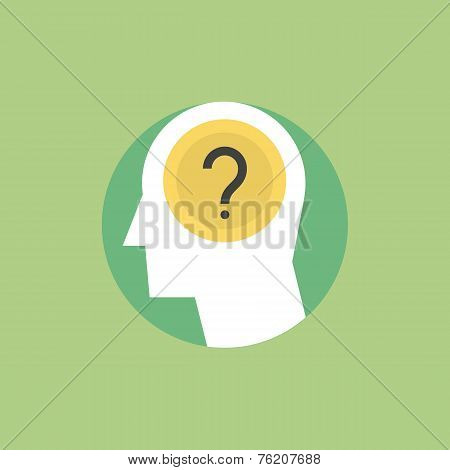 Human Thinking Process Flat Icon Illustration