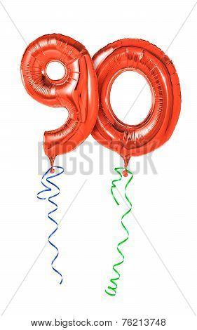 Red balloons with ribbon - Number 90