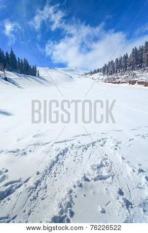 Slope on the skiing resort  in Carpathians. Ukraine