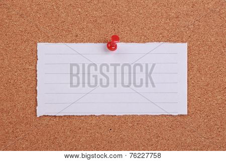 Blank Note Paper Pinned On Cork