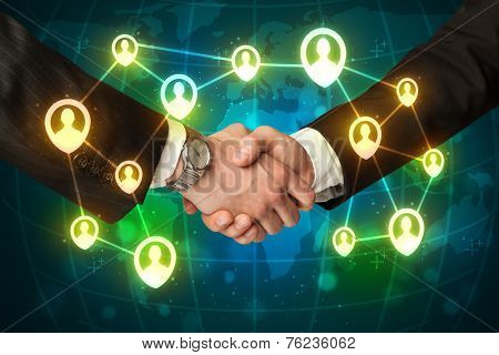 Business handshake, social netwok concept