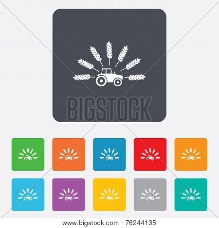 Tractor sign icon. Agricultural industry symbol.