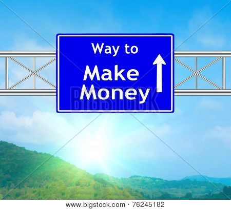 Make Money Blue Road Sign