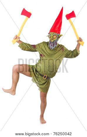 Monster man with axes isolated on white