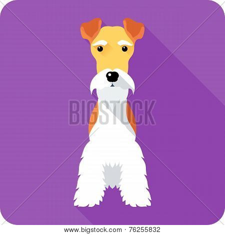 Fox Terrier Dog Icon Flat Design
