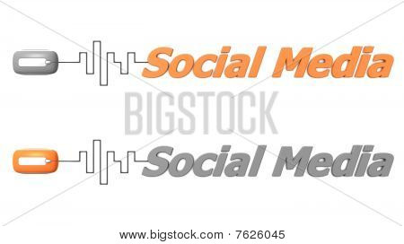 Social Media Word collegati a un Mouse - arancione e grigio