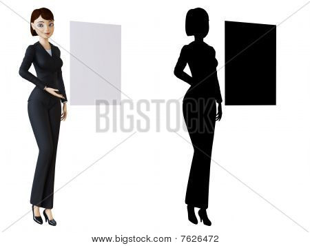 แผง businesswoman และสีขาว